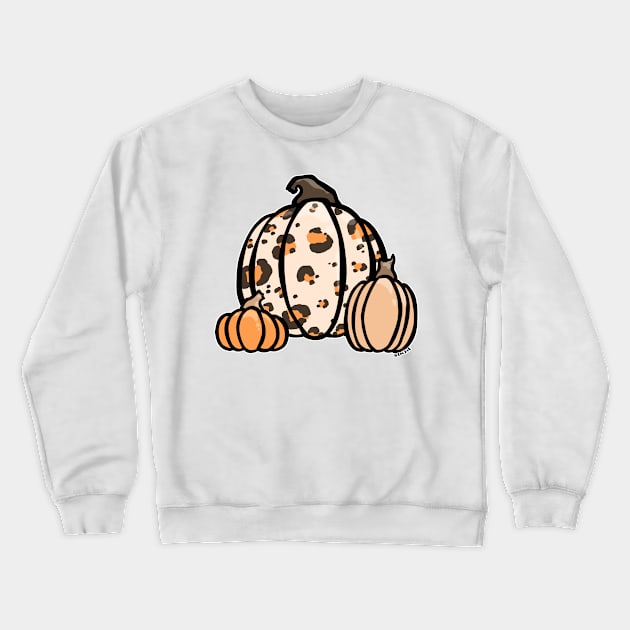 Orange Leopard Print Pumpkin Crewneck Sweatshirt by Jan Grackle